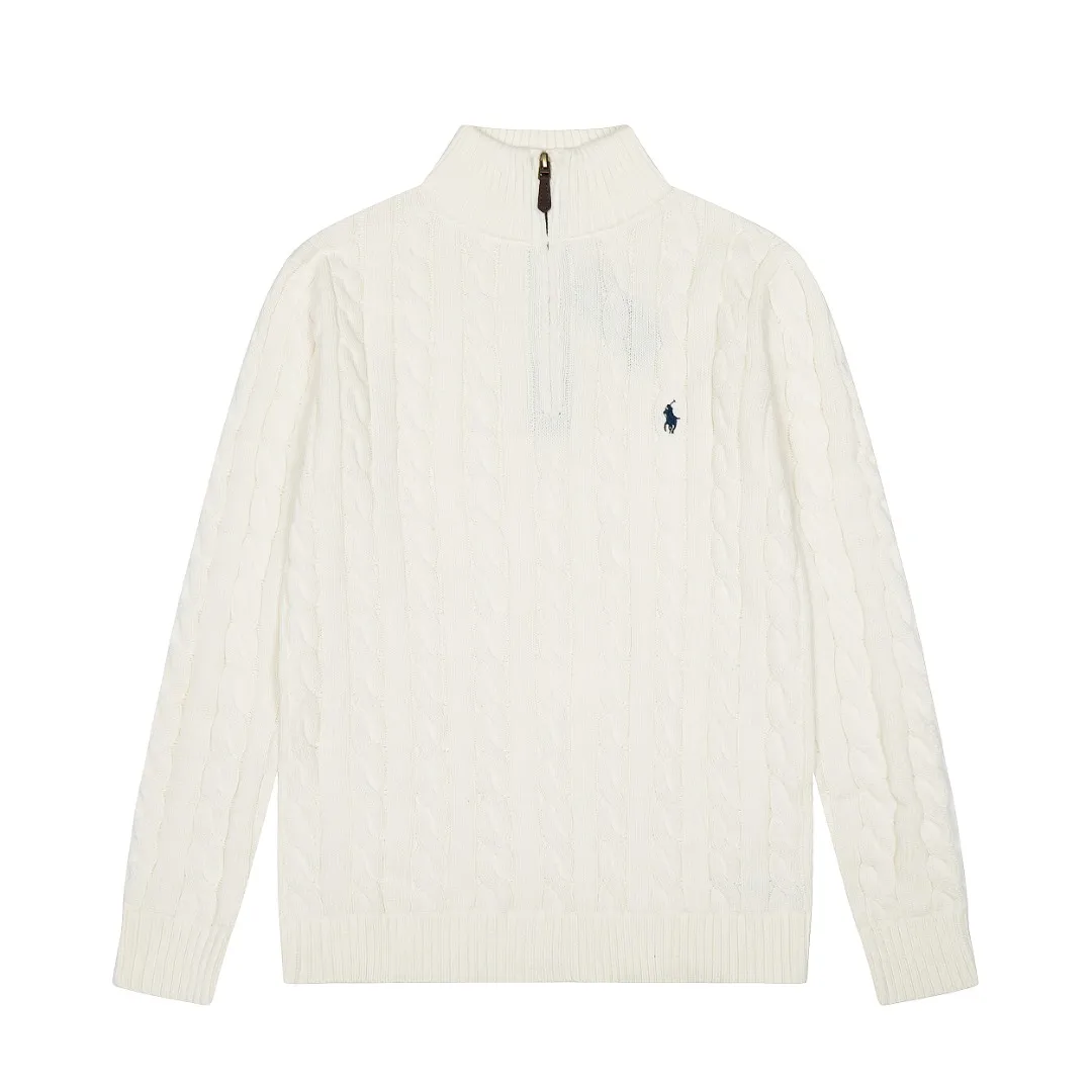 P250 Top quality" Style number: DS014# (not off the shelves all year round) [Ralph Lauren half-zip solid color pony embroidery logo twist knitted sweater] ✅Ralph Lauren half-zip classic basic versatile unisex couple pullover sweater ✅Main supplier platform live broadcast Wholesale entity Replenish when out of stock Not off the shelf ✅ZP quality 1:1 version Scan the code to enter the GF website Counter quality ✅Detailed quality The only one in Guangzhou Imported quality cotton yarn, focusing on high-end, cost-effective, good quality needless to say ✅The version is restored to the original order, the maximum size can be worn up to 200 pounds, loose, comfortable and stress-free ✅The upper body is simple and easy to match, ootd must-have style, good-looking clothes are never picky, a must-have wardrobe recommendation Size: S-XL Color: Navy blue milk white black pure white gray khaki light blue yellow pink olive green red blue label red gold label